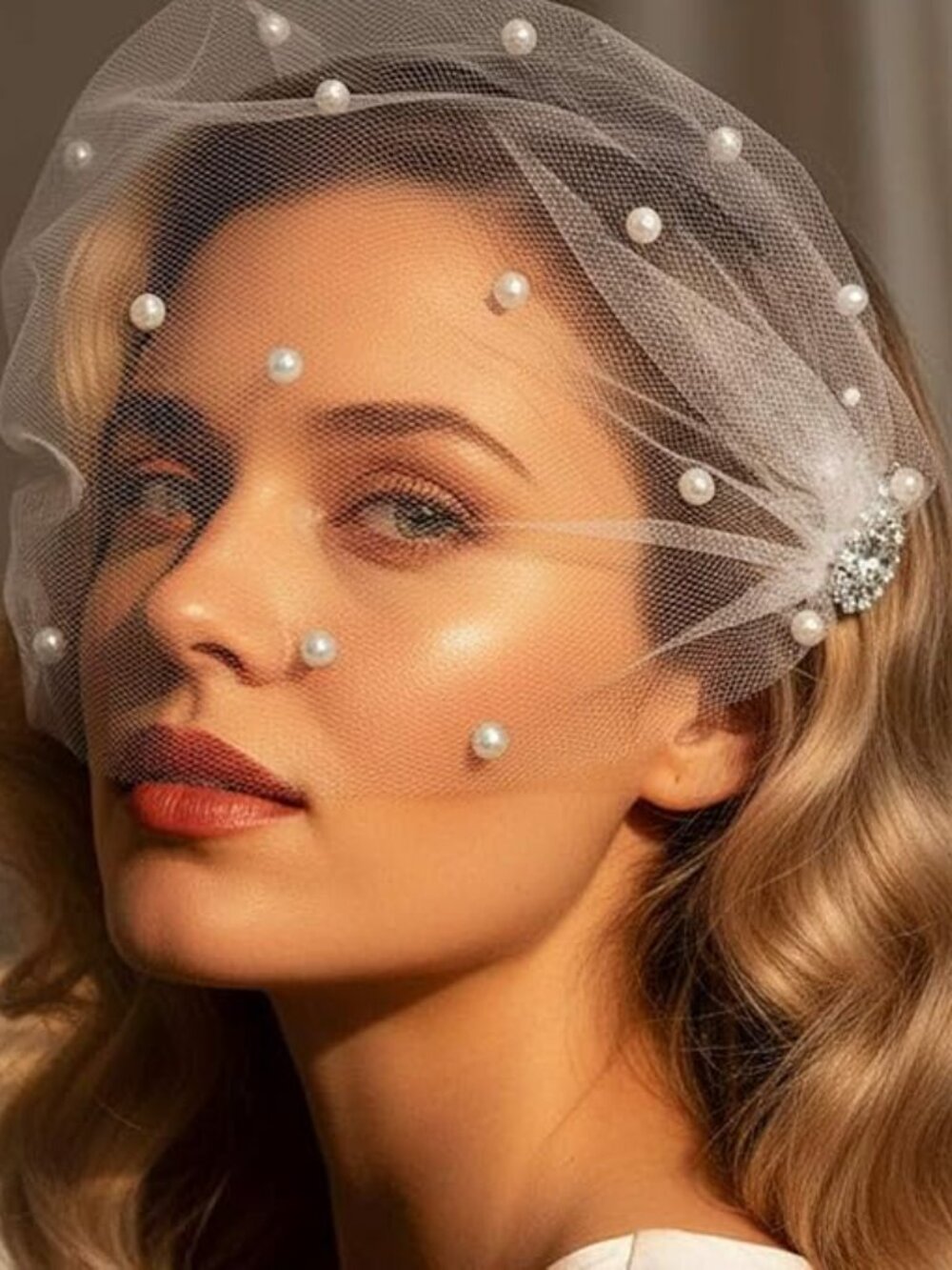 Pearl Birdcage Veil
